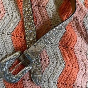 Rhinestone cow hair belt
